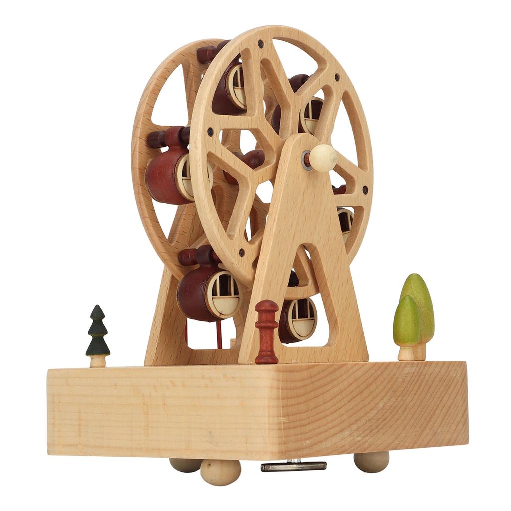 Wooden Musical Box Beech Ferris Wheel Model Handmade Music Box Gift for Christmas Birthday