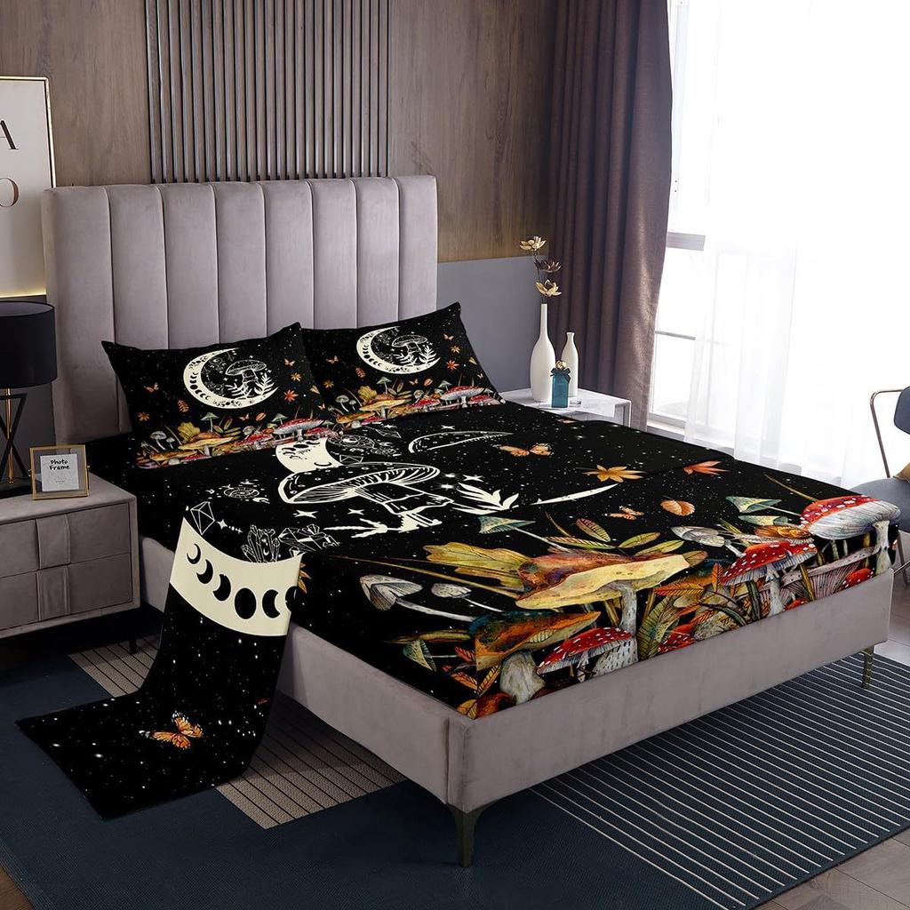 Cute Cartoon Ghost Pattern Bed Hat Four-piece Bedding Set Bedroom Dormitory Bedding Decoration