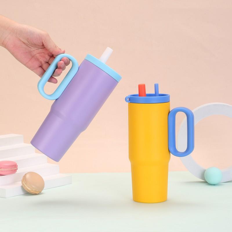750ml Stainless Steel Insulated Tumbler With Handle Straw Tea Infuser Outdoor Travel Office Use