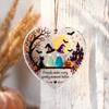 Acrylic Hanging Signs for Windows Friendship Halloween Glass Ornament, Heart Decor with Witch Unique Gifts Lovers Cat Pumpkin, Colorful Leaf
