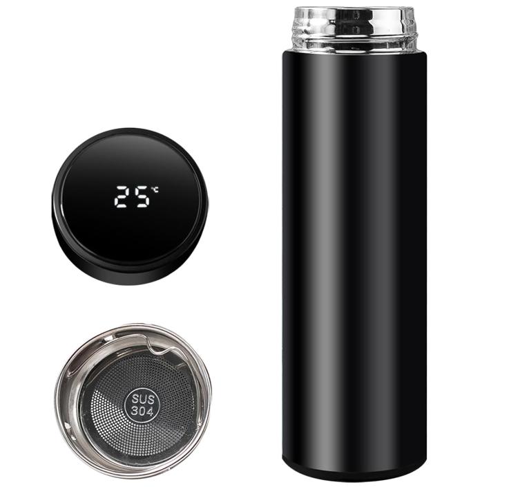 Smart Cup with Temp Display, 500ml Portable Insulated Water Bottle, Creative Simple Thermos for School College Office, Leak Proof Travel Mug
