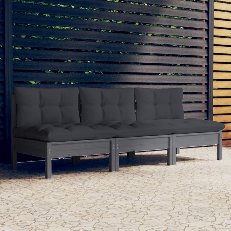 Day and Night - Day and Night 3-seater Garden Sofa with Anthracite Gray Pine Wood Cushions