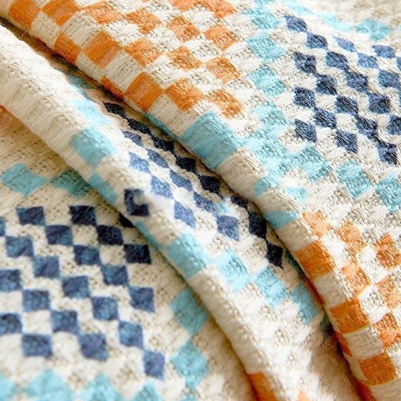 Böhmisches Gestreiftes Bedrucktes Sofa Handtuch Elegante Vollständige Abdeckung Couch Überwurf mit Quasten Haustierfreundliches Armlehnenhandtuch für Alle Jahreszeiten