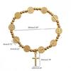 Unisex Christian Jesus Crucifix Crucifix Rosary Bead Pendant Bracelet Gold Brac