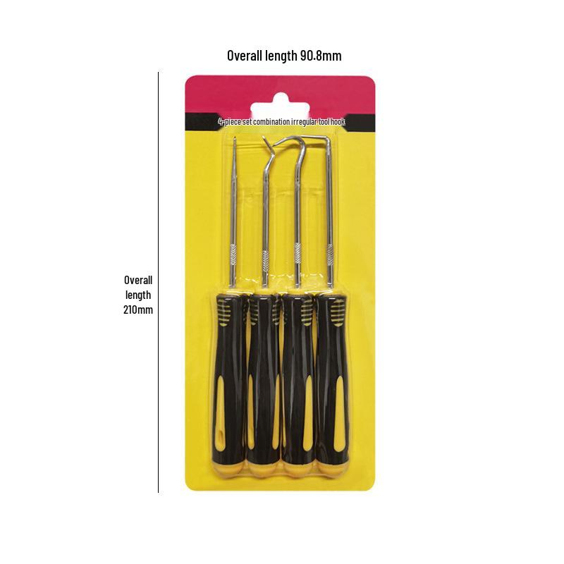 4-Piece Oil Seal Hook Set for Auto Repair - O-Ring Puller & Remover Tools