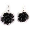 Les Trésors De Lily [J4401] - Silver 'Rose Noire' Silver Black Earrings (resin) - 13 Mm