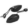Pair of Motorcycle Mirrors, Black Aluminum Adjustable Stalk, Universal Mount for 8mm or 10mm Handlebar, for Scooters and Bikes