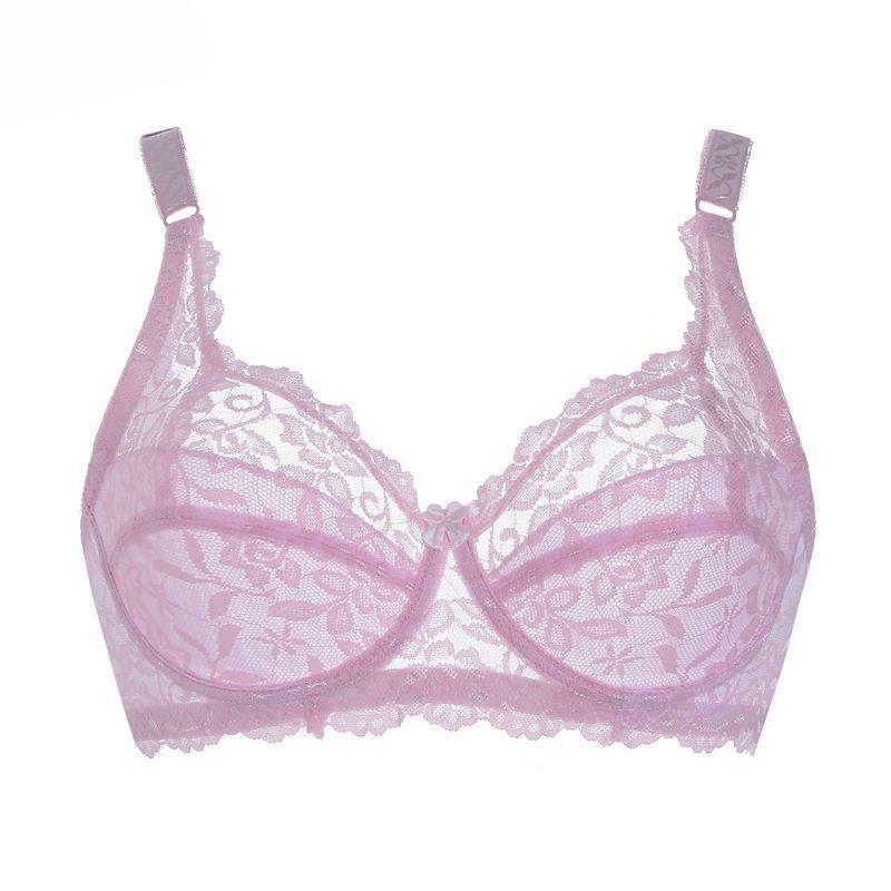 Wirefree Ultra Thin Sponge-Free Brassiere Thin Lace Breathable Bra Women's Sexy Underwear Plus Size