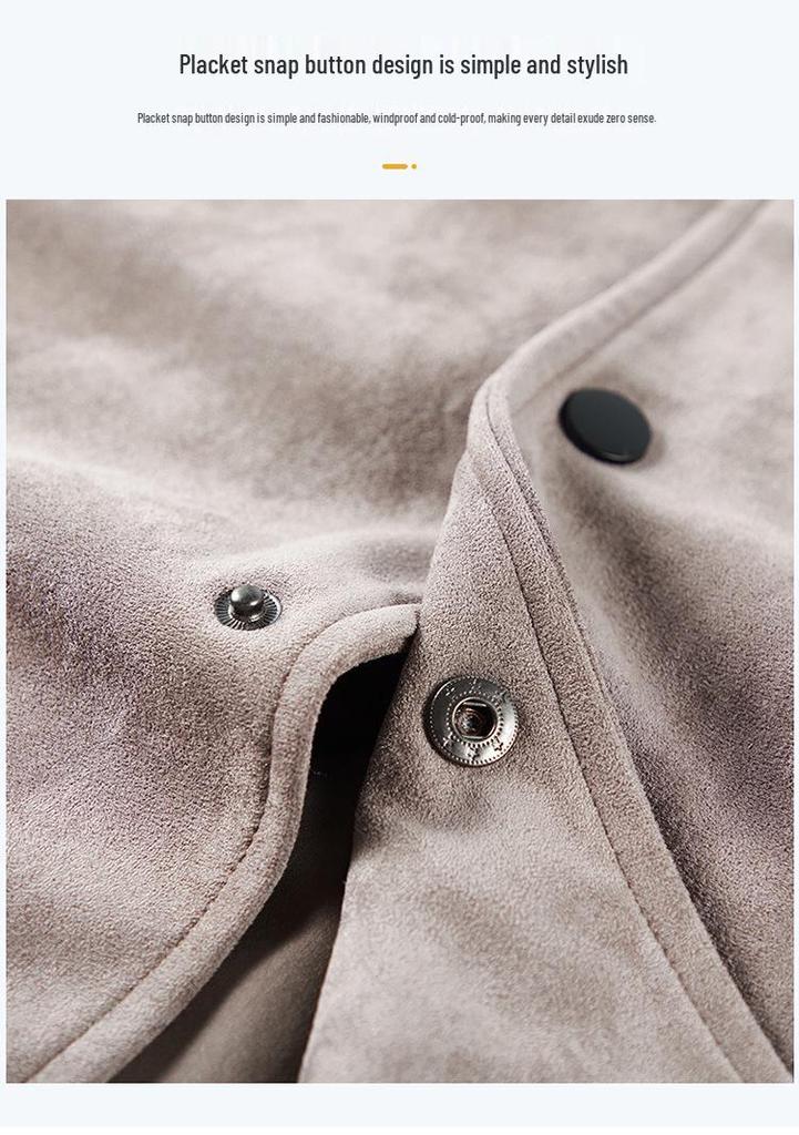 2025 Men's Suede Velvet Jacket: Elastic Lapel, Casual, Comfortable, Fashionable, Versatile for Spring and Autumn