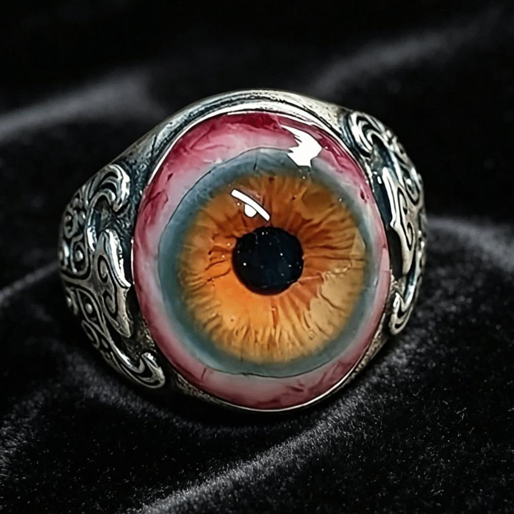 Resin Realistic Eyeball Rings Carving Patterns Realistic Bloodshot Eye Band Ring Women