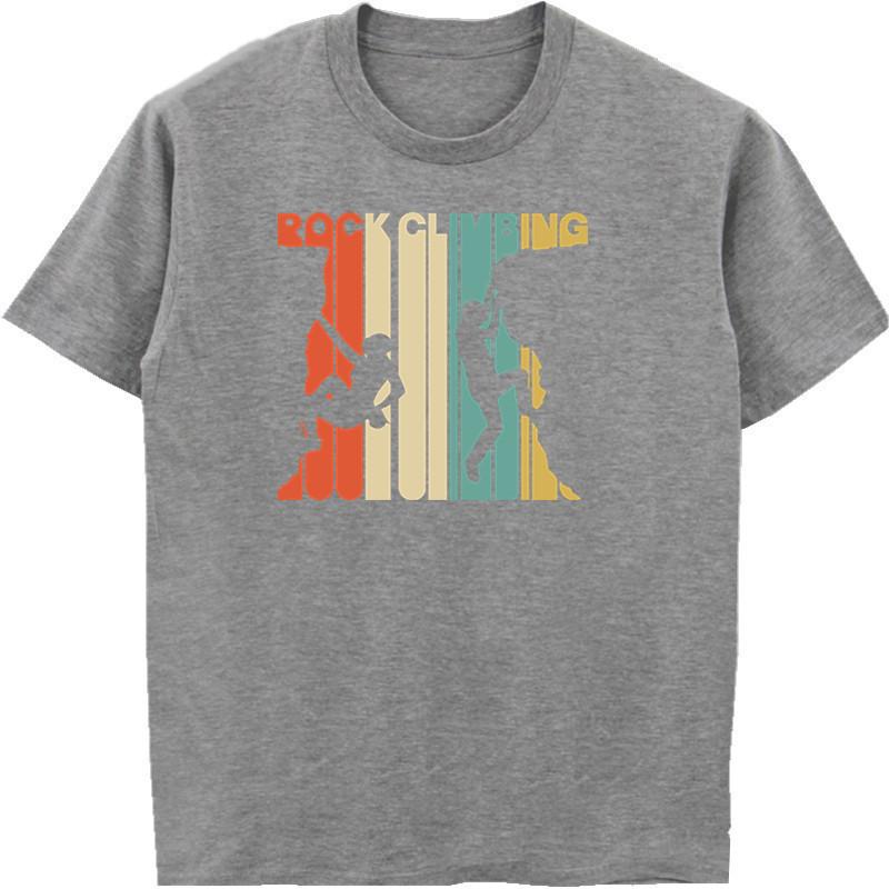 Vintage Style Rock Climbings Silhouette T-Shirt O-Neck Short Sleeve Shirts Summer Print Man Cotton Fashion T Shirt