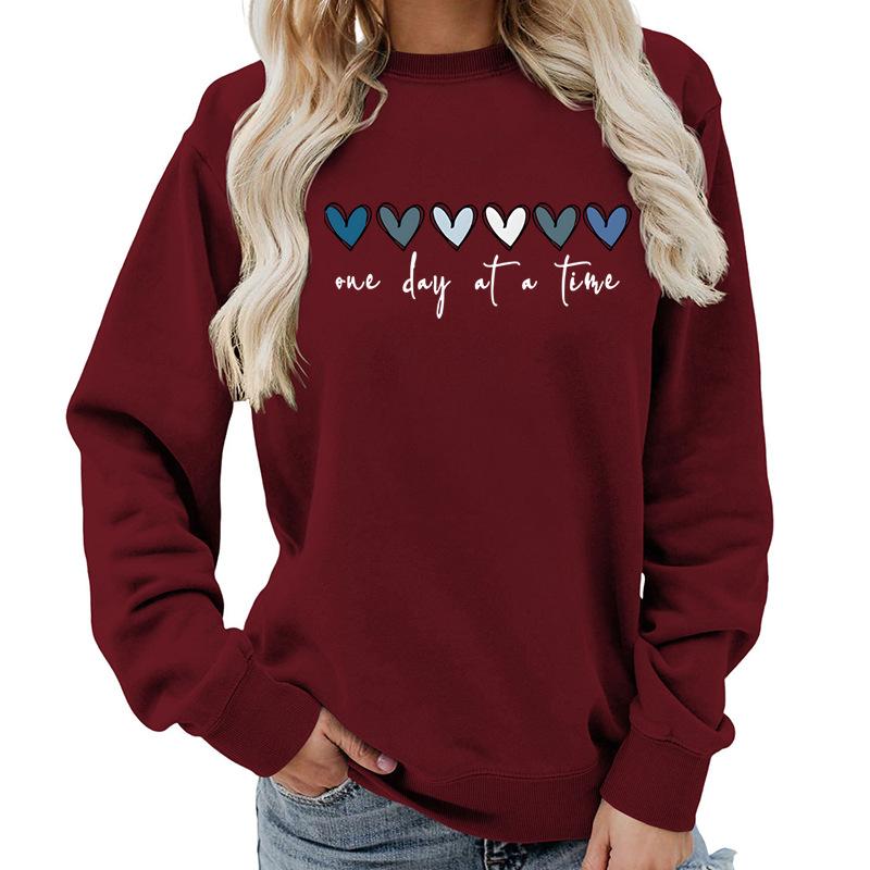 Women's Crew Neck Long Sleeve Loose Fit Sweatshirts Casual Letter Print Pullover Tops