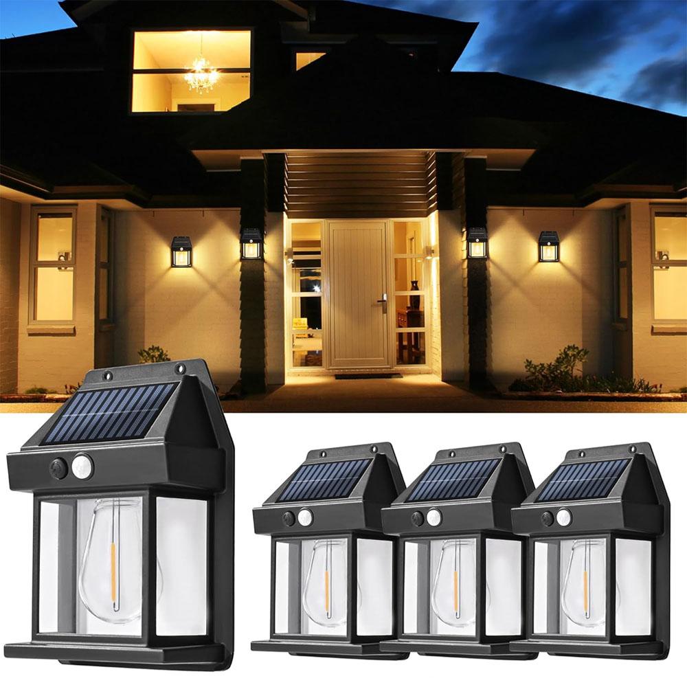 Outdoor Solar Tungsten Wall Light with Motion Sensor IP65 Waterproof LED Safety Light for Patio Outdoor Deck Porch Barn Garage