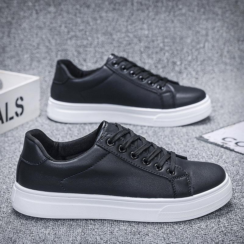 Spring White Leather Casual Shoes For Men High Quality Lace Up Flats Slip On Sneakers Men Shoes Black Lightweight Walking Shoes