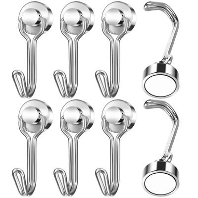 Magnethaken, Hochleistungsmagnete, Haken, 13,6 kg, starker Neodym-Magnet mit drehbaren Haken für Zuhause, Küche, Kühlschrank, Kranz, Schlüssel