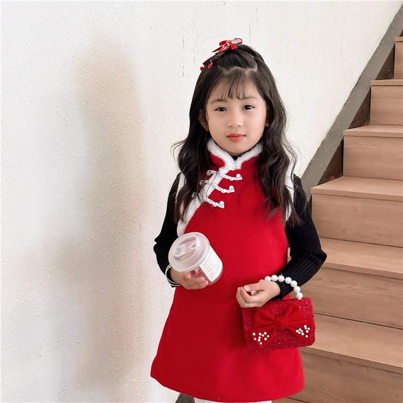 Stylish Red Pearl Bow Kids Bag Chic Fashionable Chain Wallet For Girls Perfect For Everyday Use