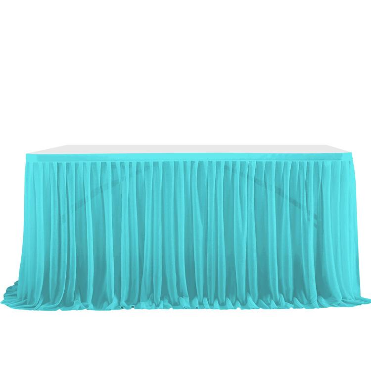 Table Skirt Pleated Table Circumference Birthday Party Wedding Decoration Ruffle Edge Elastic Thin Gauze Table Skirt Tulle
