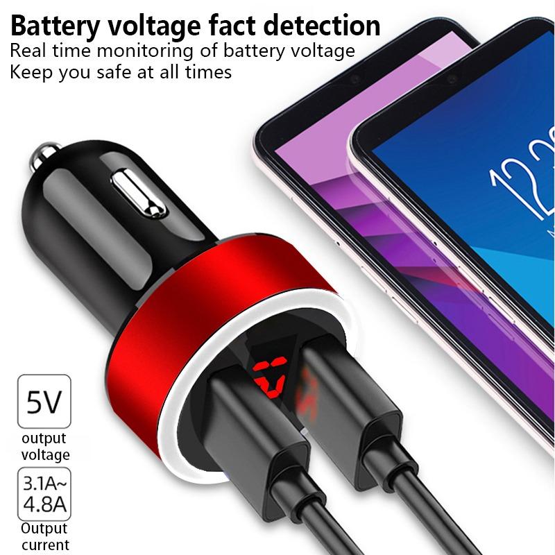Car Charger 2 USB Ports Fast Charging Digital Display Car Accessories for SEAT Leon FR 5 6 MII Altea 5F Ibiza Toledo Cordoba Alhambra MK3