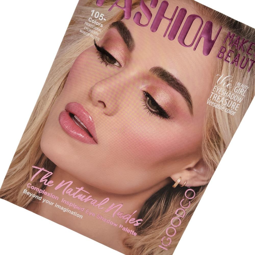 105 Color Eye Shadow Palette with Cute Lady Design in Book Shape, Shimmer and Matte Earth Tones Makeup