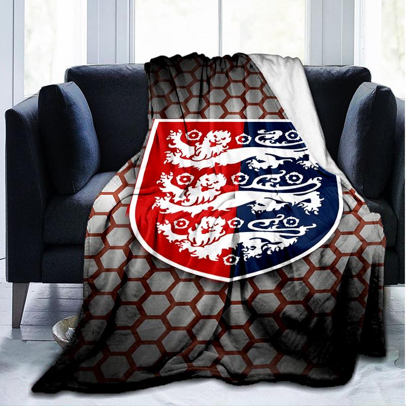 1PC England Football Crest Printed Soft Flannel Blanket Throw for Adult Bedroom Living Room Sofa Camping Travel Fan gifts Christmas Gifts