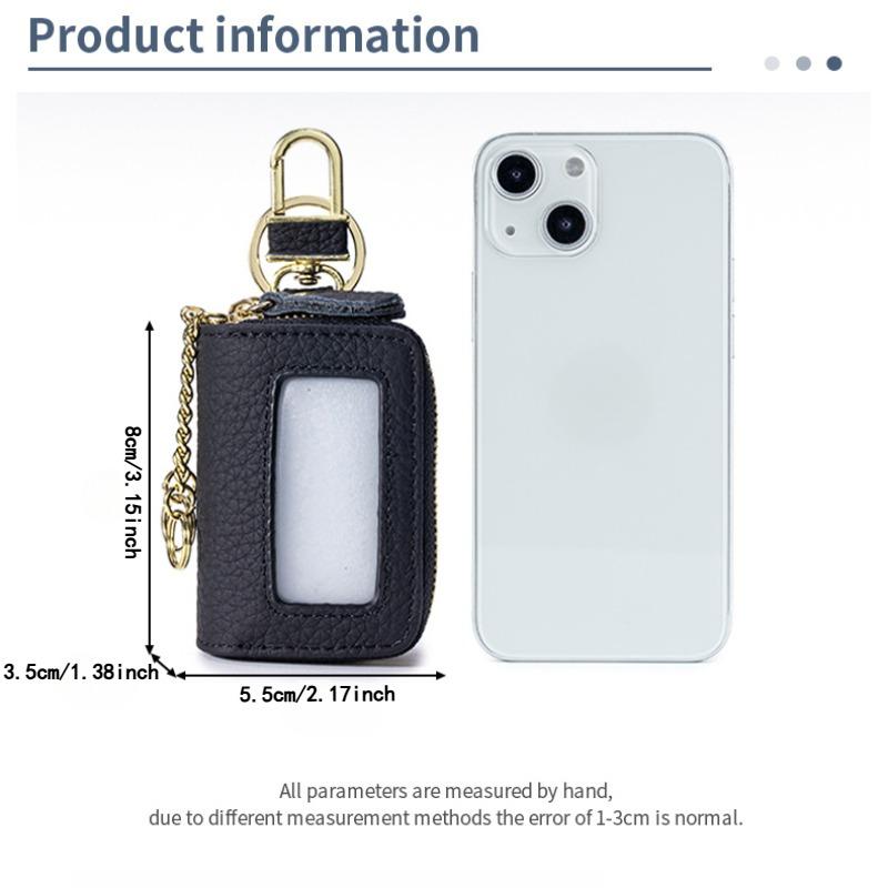 Genuine Leather High-value Double Zipper Key Bag Large Capacity New Waist Hanging Storage Bag Unisex Portable Key Bag