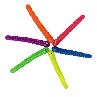 6 Stück bunte Raupen-Zieh-Wurm-Nudel-Fidget-Spielzeuge Dehnbares Seil TPR-Seil Anti-Stress-Seil Stressabbau Autismus Entlüftungsspielzeug