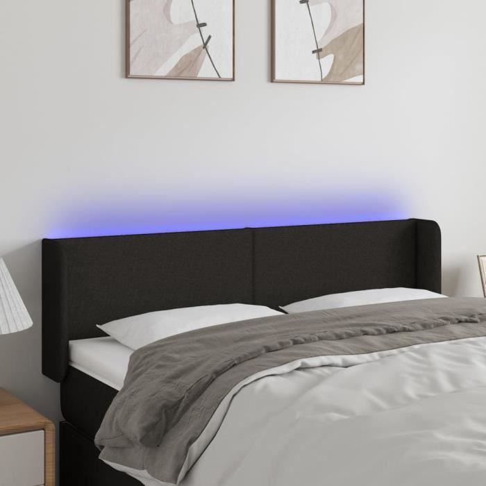 3122956 vidaXL LED Headboard Black 147x16x78-88 Cm Fabric