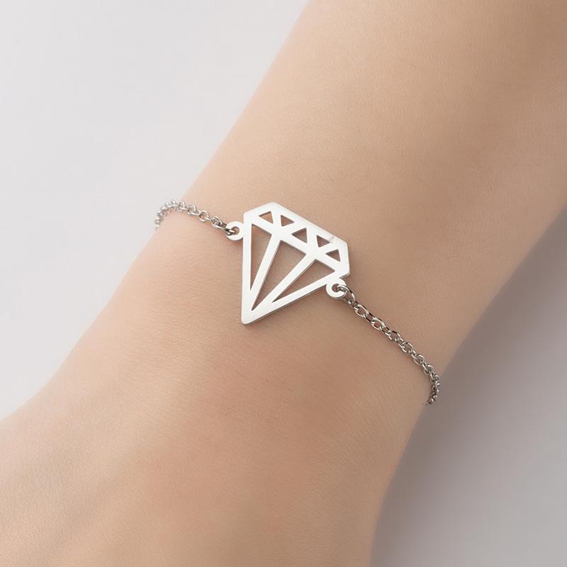 Hollow Stainless Steel Origami Diamond Geometric Pendant Bracelet 2025.