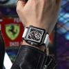 Men's Sports Chronograph Wrist Watch For Men Army Silicone Strap Square Quartz Stop Watch