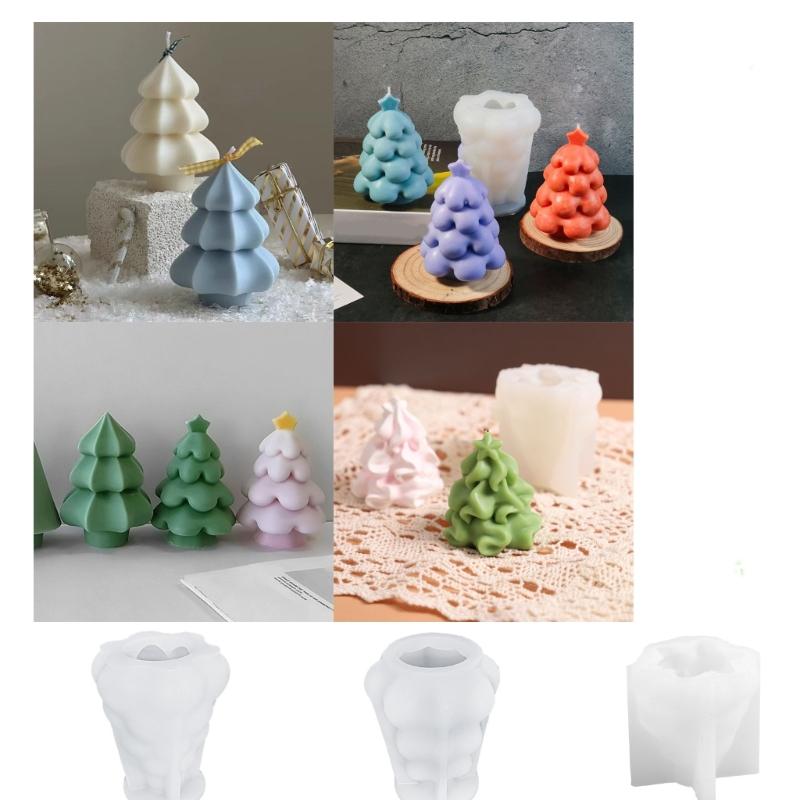 Silicone Christmas Tree Candle Mold for DIY Soap Candle Making, Flexible Holiday Tree Shape Casting Mold for Home Decoration and Handmade Gift