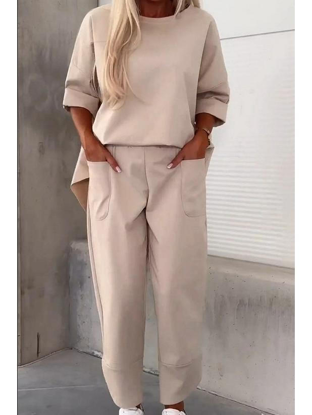 2024 European and American Casual Fashion Solid Color Women's Two-Piece Sports Set