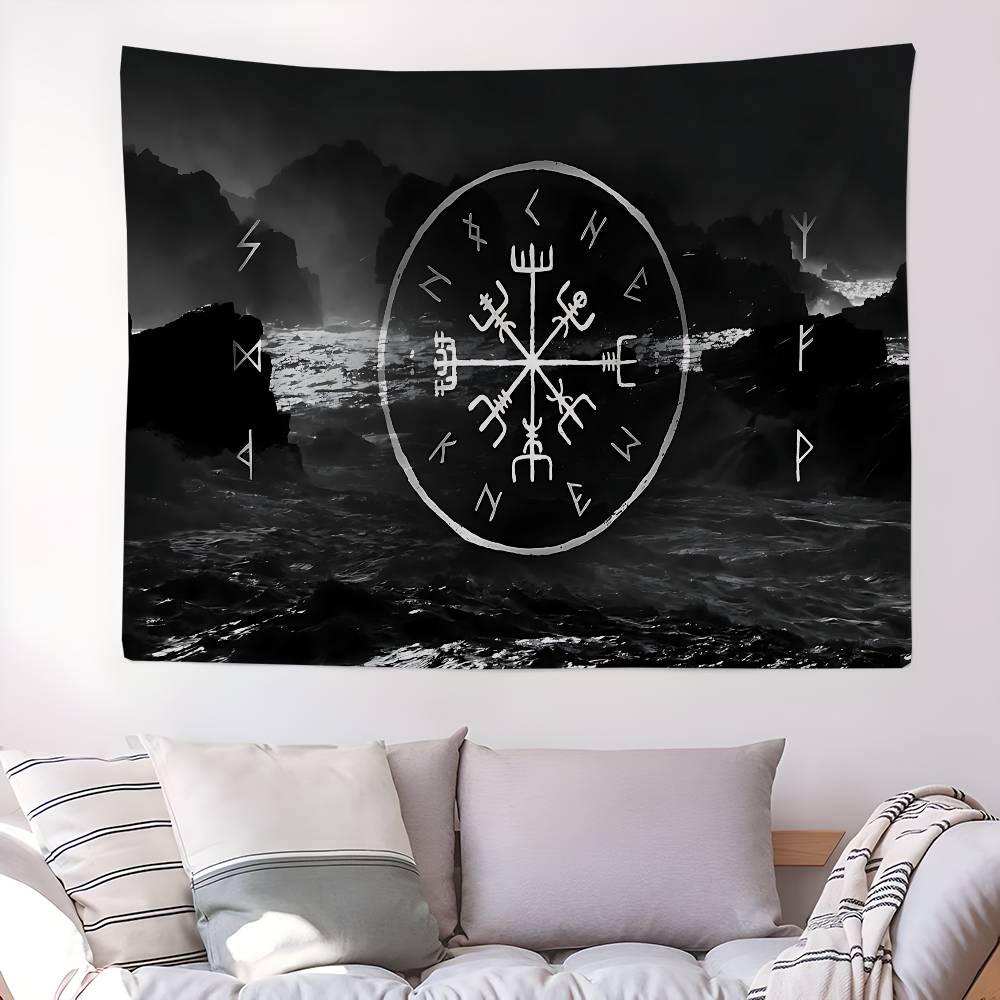 VViking Logo VVegvisir Luxury Hippie Wall Hanging Tapestries for Living Room Home Dorm Decor Art Home Decor