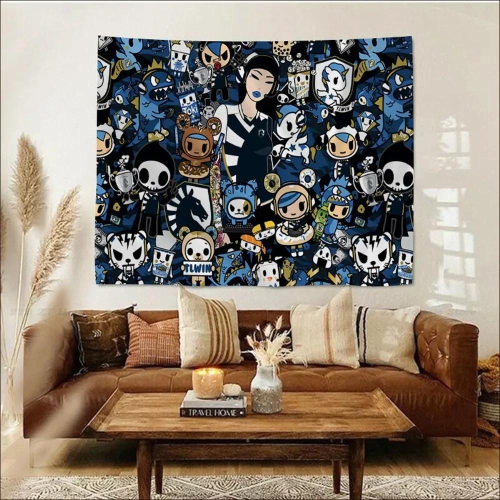 Japanese Tokidoki Tapestry Tapestry Art Printing Indian Buddha Wall Decoration Witchcraft Bohemian Hippie INS Home Decor