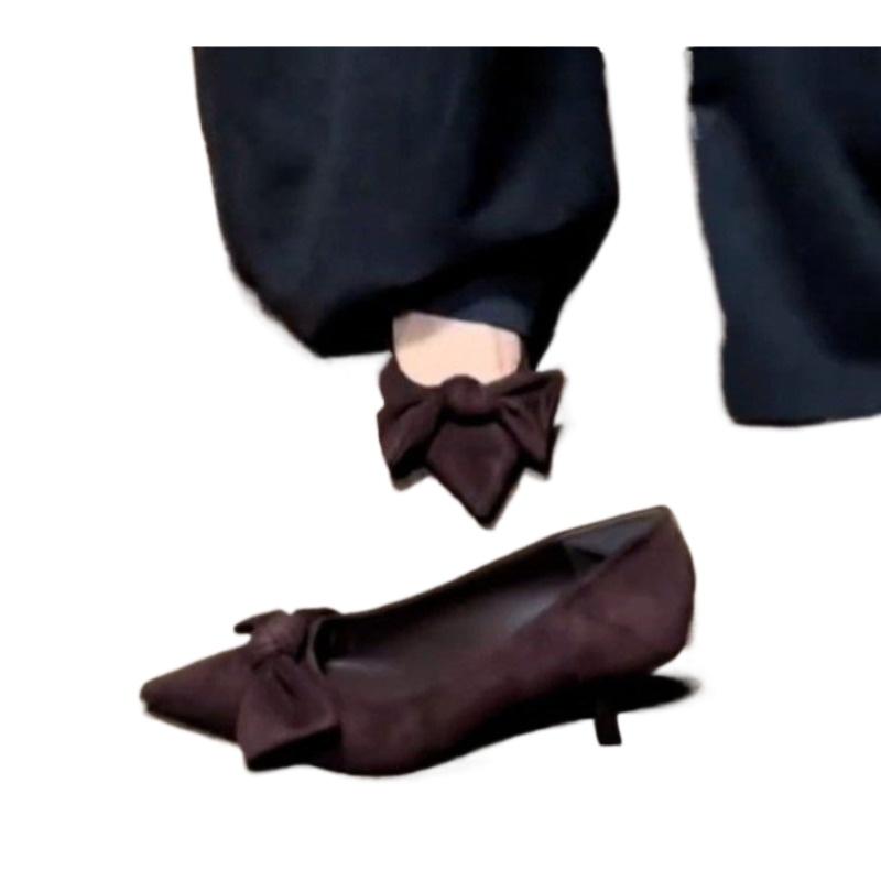 New Women's Trendy Shoes Bow Tie Slim High Heels Sexy Black Elegant Shoes Fairy Style Comfort Ladies Pumps Zapatos Mujer