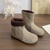 Women's soft elastic thick sole winter fur one warm cold padded snow boots non-slip wear casual sports cotton boots