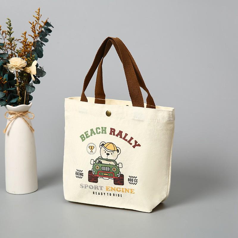 2026 Bären Canvas Lunchtasche: Niedliche, tragbare Geschenktasche für Damen