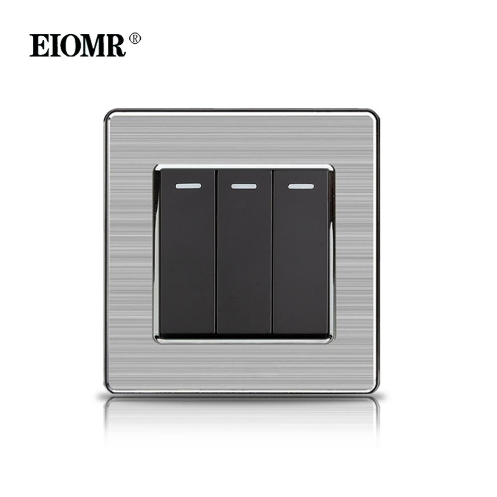 EIOMR 16A Black EU Standard Wall Sockets and Switches Stainless Steel Panel with Children Protective Door with USB Power Outlet