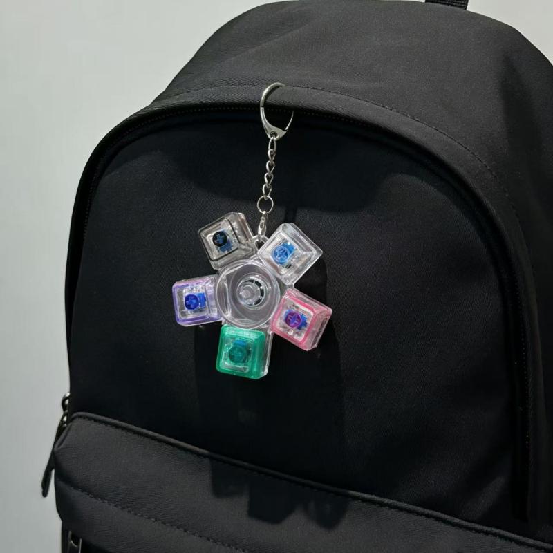 Led Keyboard Keychain Fidget Toys  Clicker Sensory Toy For Stress Relief Keyboard Keychain Fidget Gadget For Adults Kids