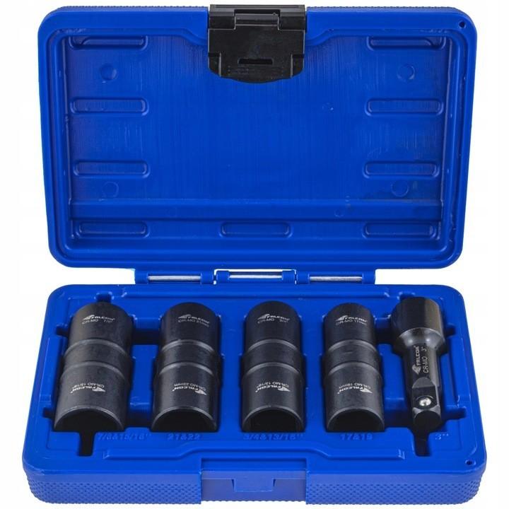 Double-sided Impact Sockets 1/2" for Aluminum Rims, 5 Pieces