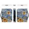 Sunflower Printing Portable Storage Pu Material Book Case Portable Book Bag