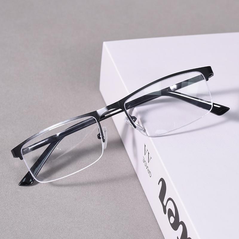 

Metal Anti-Blue Light Reading Glasses Men Half Frame Business Eyewear Farsighted Eyeglasses Diopter +1.25+1.75+2.25+2.75+3.5 +2.5