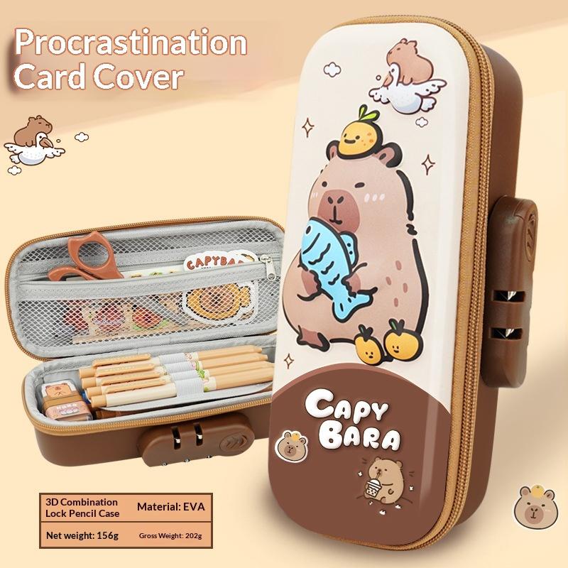 Large Capacity Pencil Case for Boys and Children with Combination Lock, Cartoon 3D Pencil Case