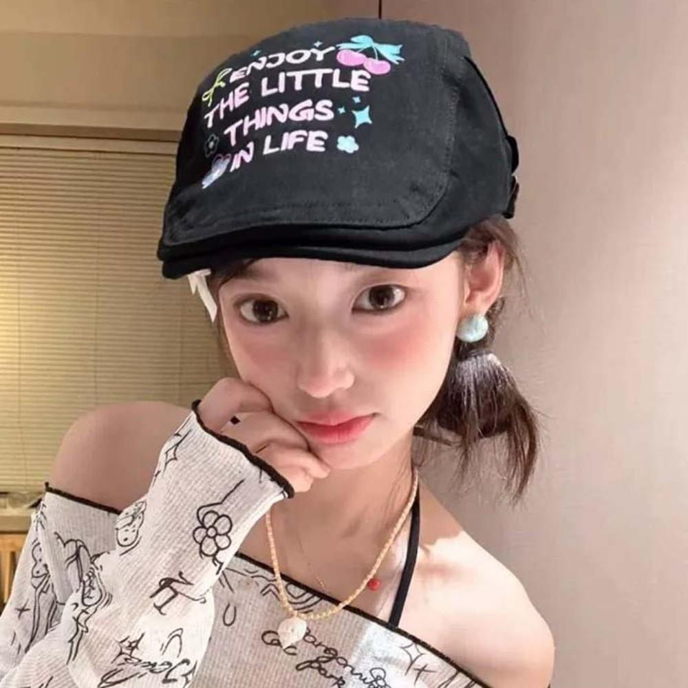 Vintage Graffiti Forward Hat Cherry Painter Hat Casual Artist Hat  Teenagers