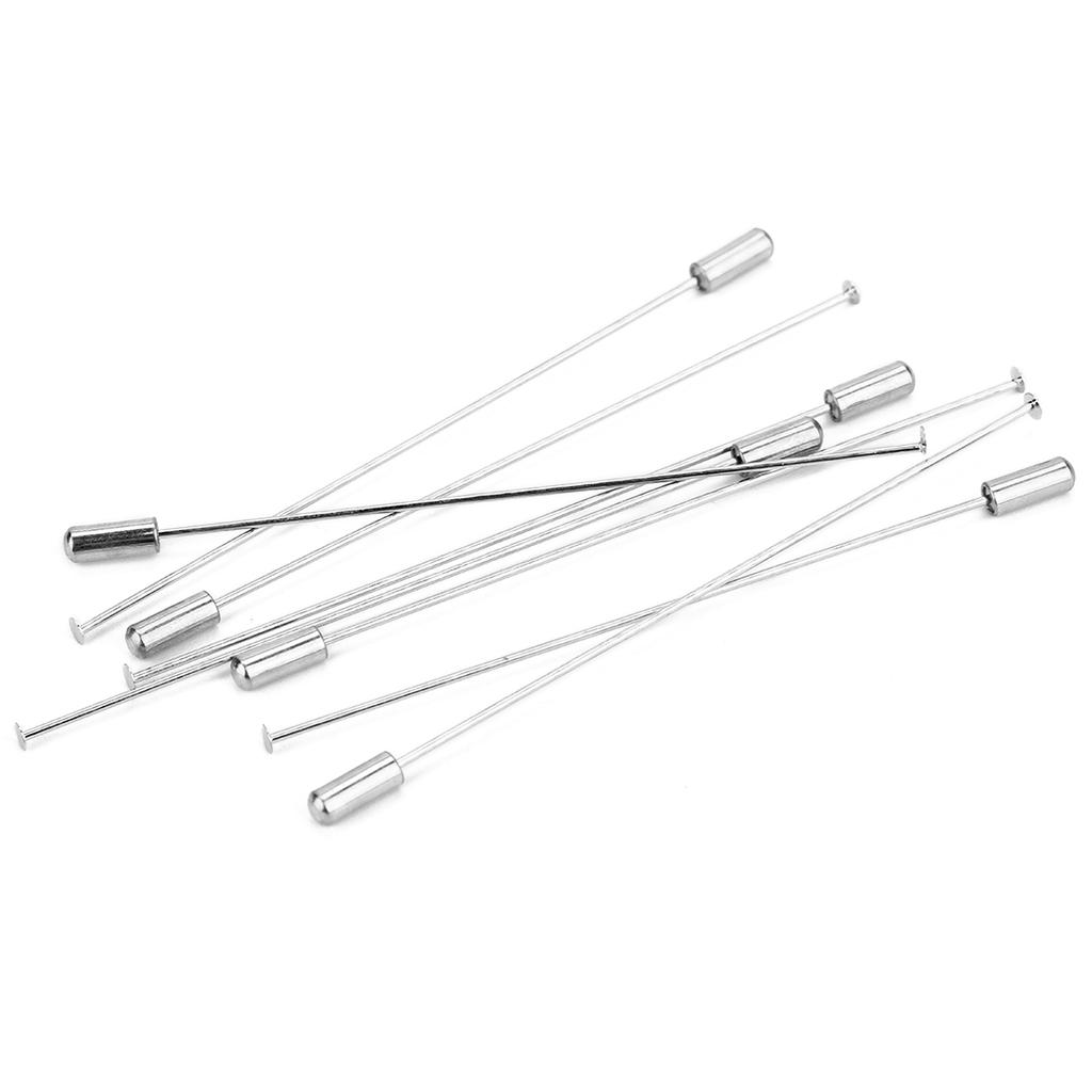10pcs 60/90/120mm Brooch Needle Flat Head Rhodium Pins With Stopper Safety Pins For Jewelry Finding DIY Clothing Brooch Findings