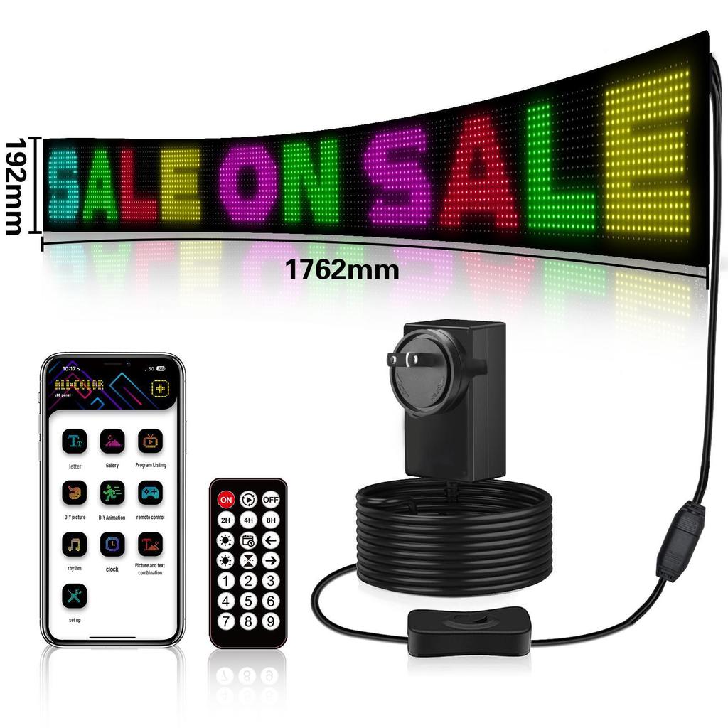 LED Bluetooth Smart Display: USB-Powered Flexible Full-Color Advertising Screen for Cars