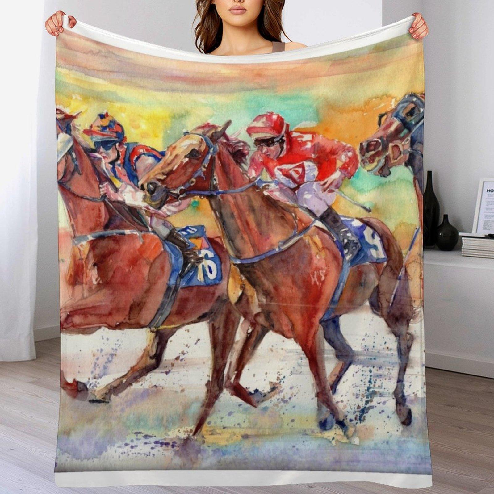 Thoroughbred Racing Throw Blanket Ultra Plush Cozy Blanket for Napping Sleeping 102x76cm(40x30in)