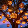 Halloween Pumpkin Lights Lantern, LED Light Up Hollow Ornament, Battery Operated Atmosphere Lighting Statue with Warm for Indoor Outdoor Party