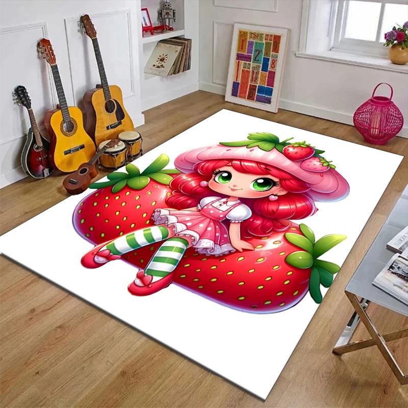Strawberry Polyester Carpet, Soft Indoor Mat for Office Chair, Living Room, Computer Desk - Decorative Home Office Rug Design