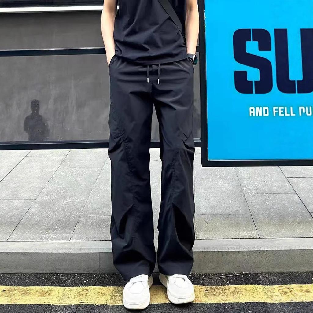 New Pleated Straight-leg Casual Pants for Men In Summer Thin Loose Outdoor Workwear Quick-drying Trousers for Men