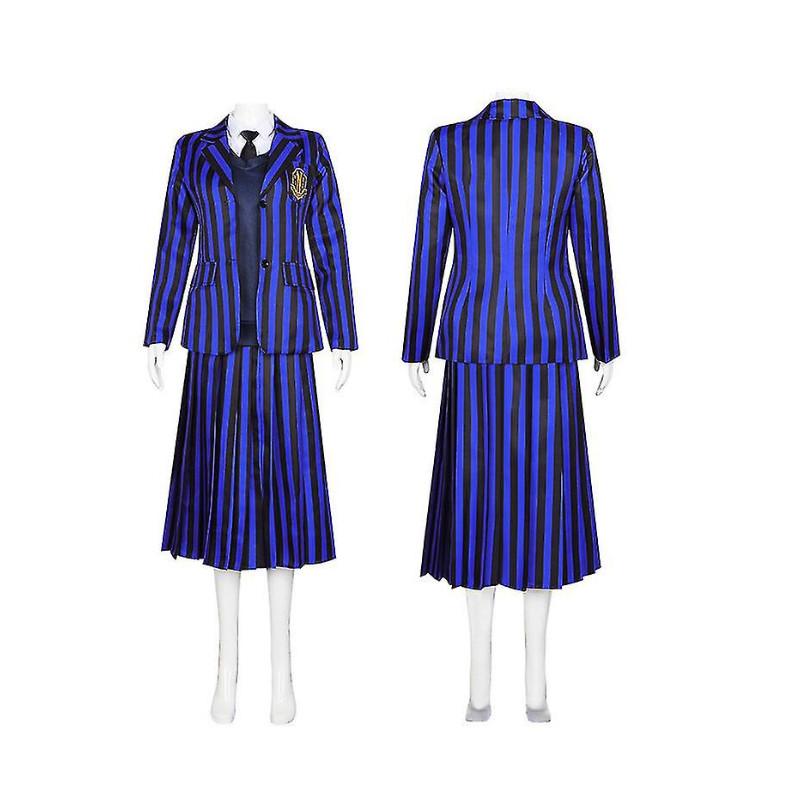 Halloween Wednesday Addams Role Playing Adult School Uniform Costume Set For Themed Parties